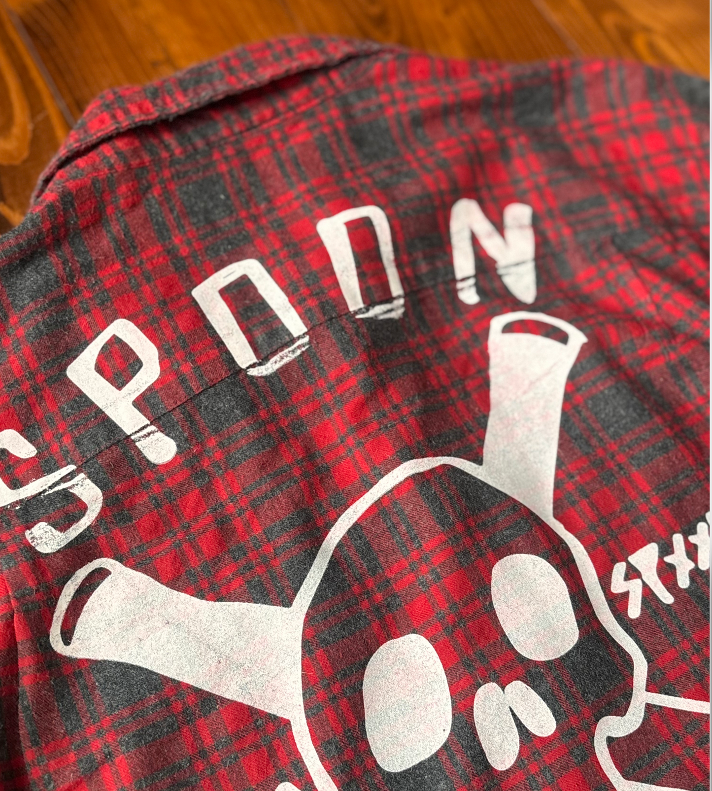 CHEMISE RECYCLÉE-UPCYCLED Rouge+Black Faded