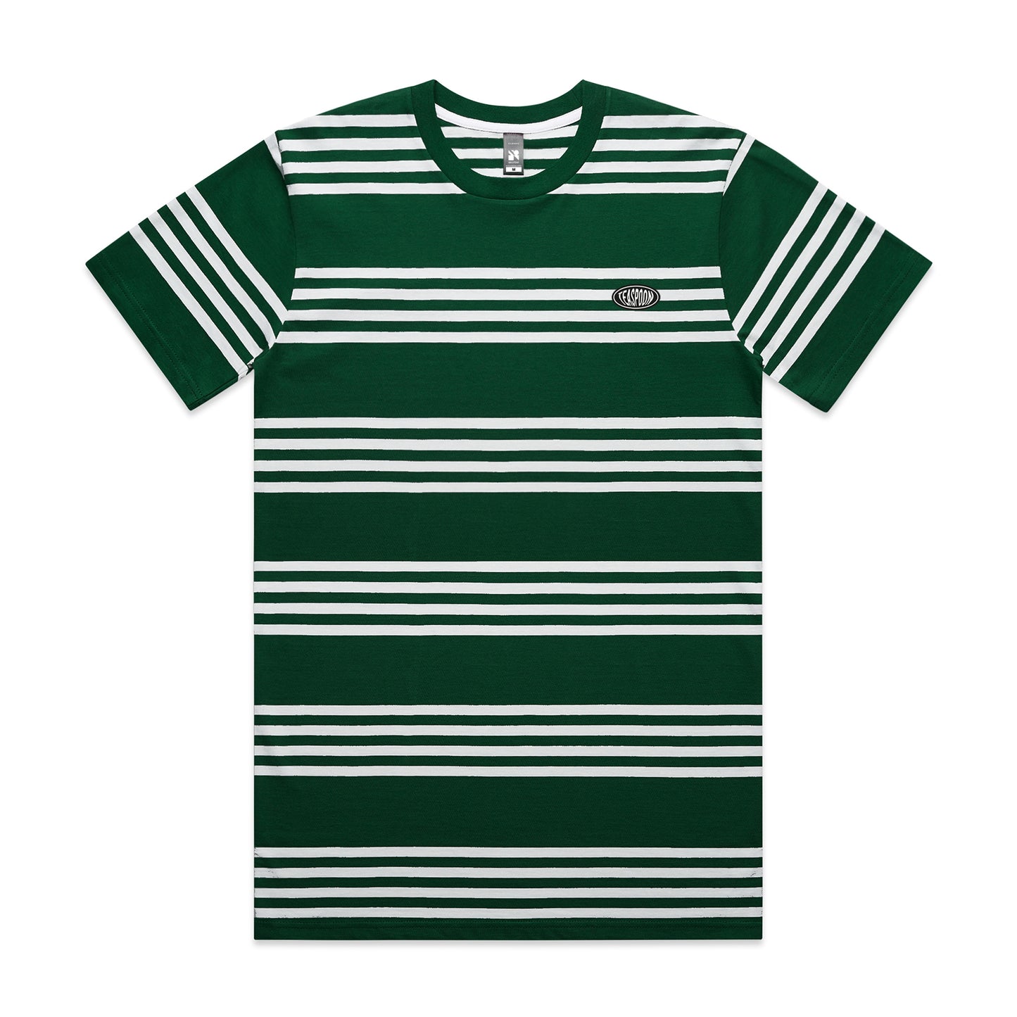 Elipse logo broderie - Classic Quad Stripe Tee - White and Green