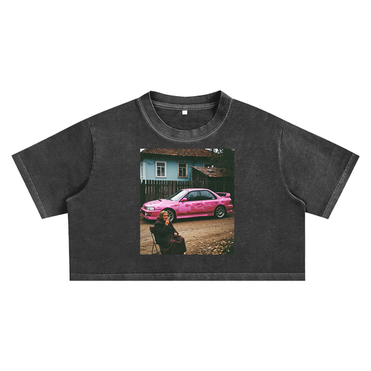 Snow Washed CES X collab Crop Top