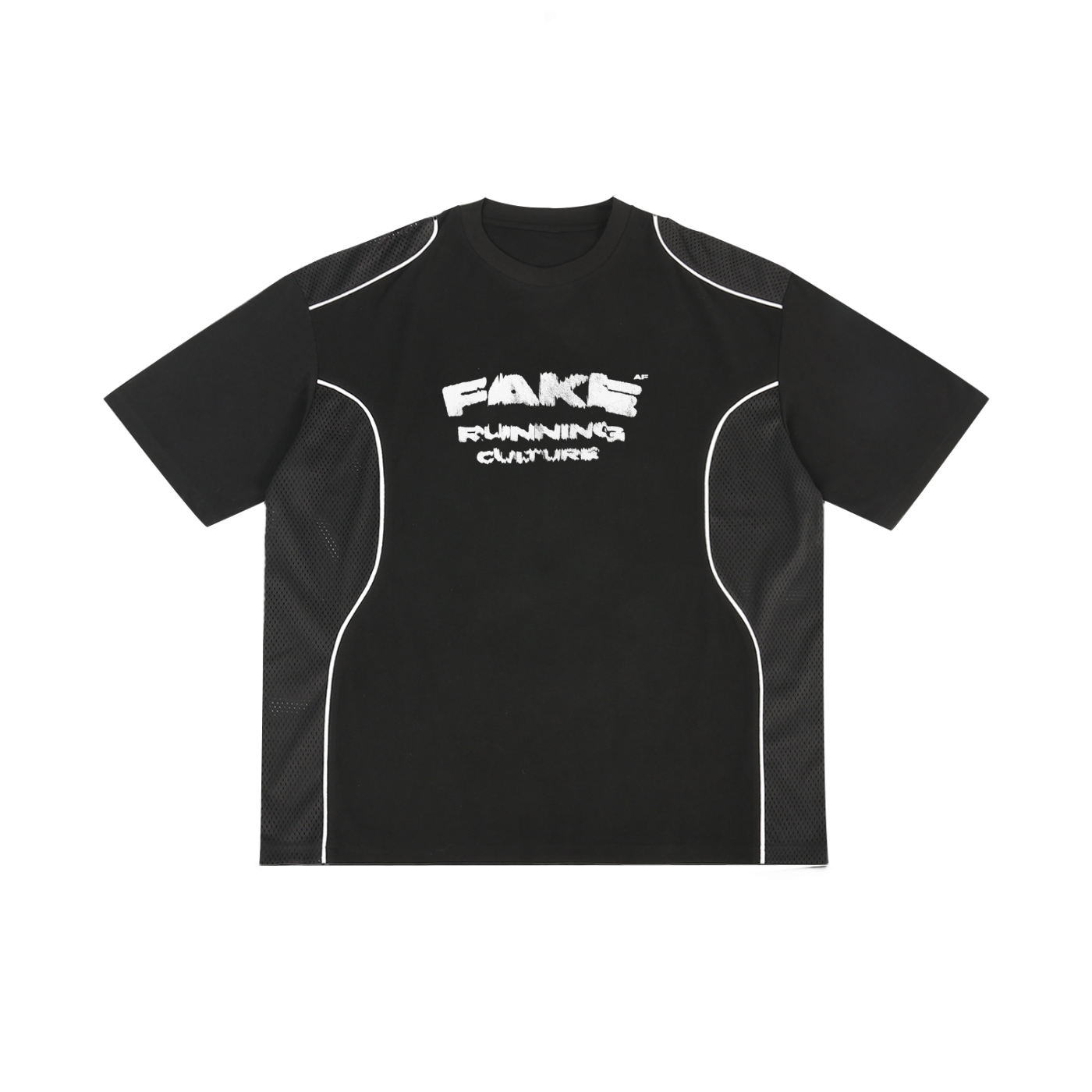 Contrast Piped FAKE AF Panel T-Shirt