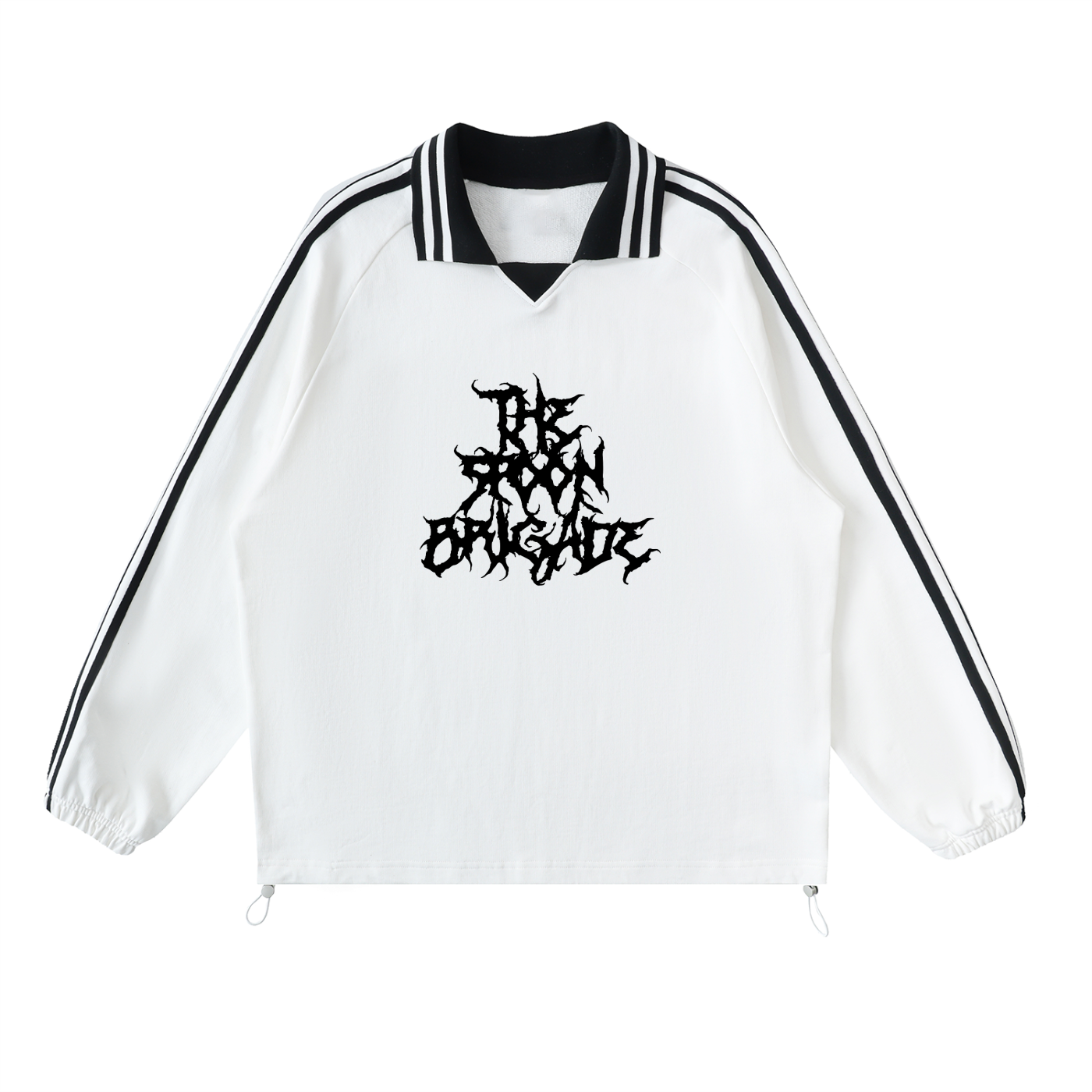 Contrast Striped Lapel Collar Sweatshirt