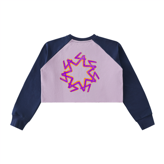 Raw-Hem Color-Block Snowsurfers Anonymes Crop Sweatshirt