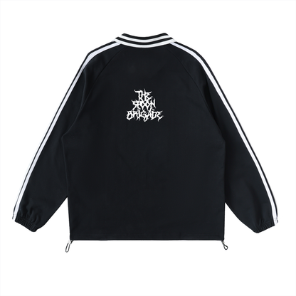 Black Metal Collar Stripes Crew