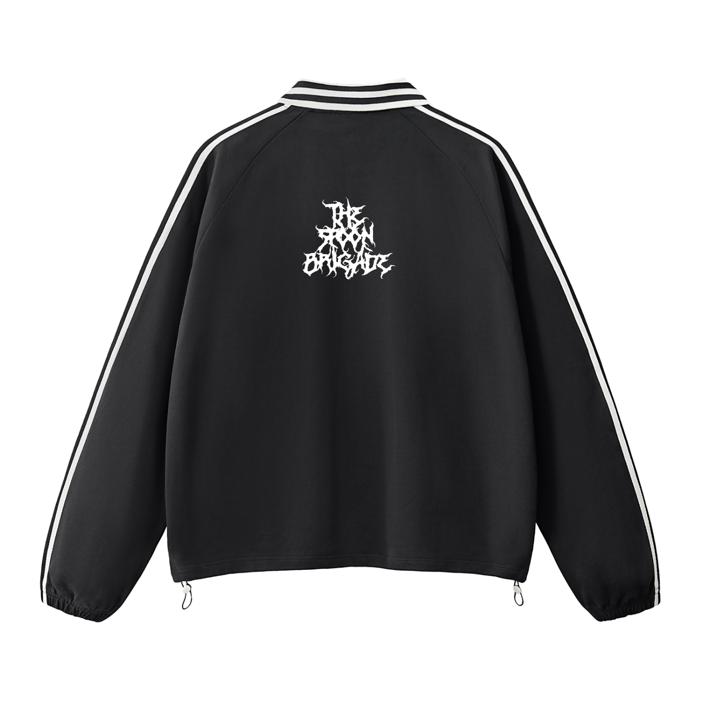 Black Metal Collar Stripes Crew
