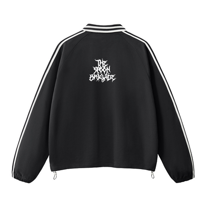 Black Metal Collar Stripes Crew