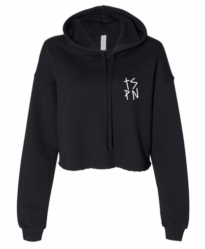 Crop Fleece Hoody [ Poly + Cotton ] Black SB2