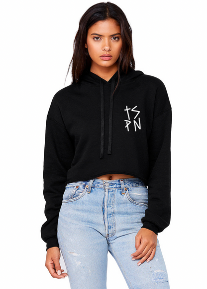Crop Fleece Hoody [ Poly + Cotton ] Black SB2