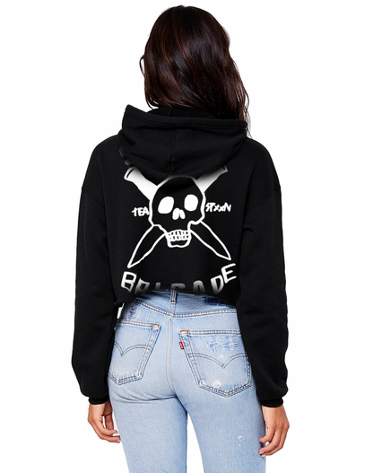 Crop Fleece Hoody [ Poly + Cotton ] Black SB2