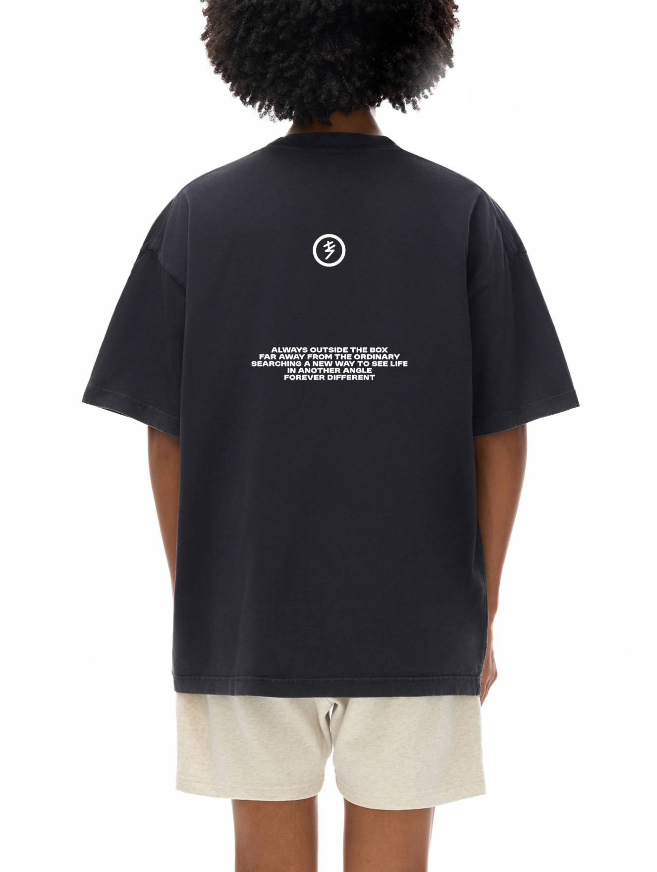Reverse Dyed Loose Cotton Enjoy life T-Shirt