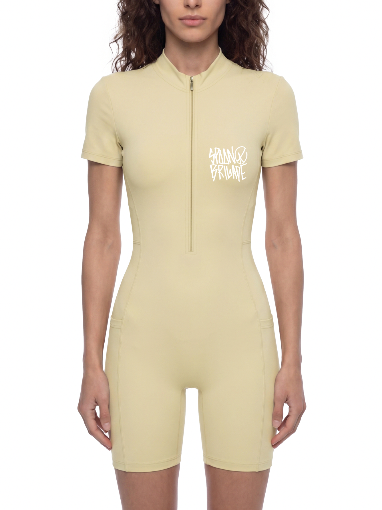 Women's Quarter-Zip Short Sleeve Romper