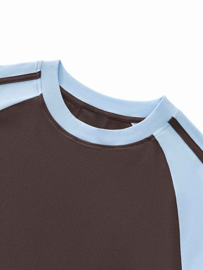 vintage looking form-fitting raglan sleeves and contrast stripe