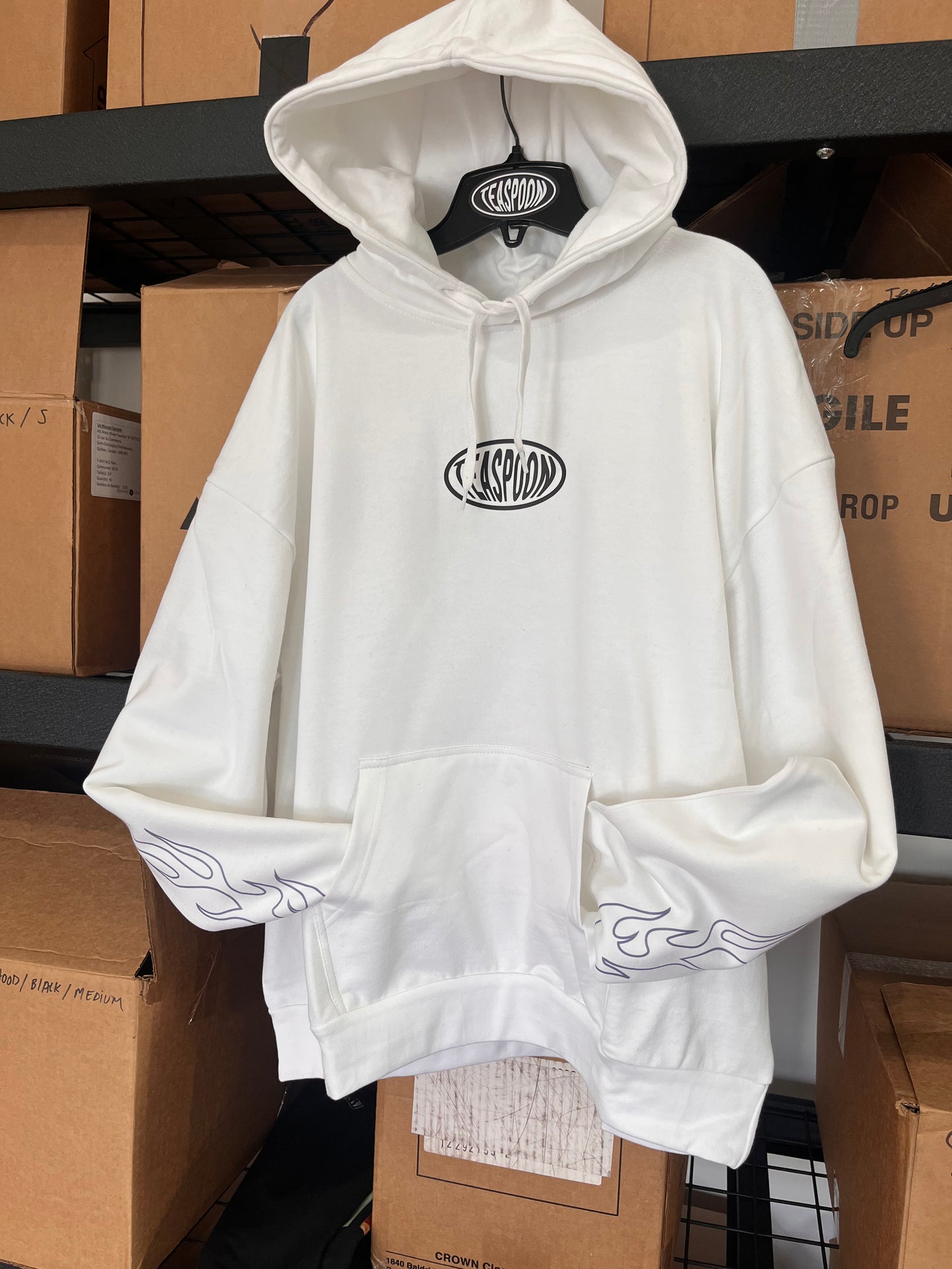 Ellipse and flammes [oversized box fit hoody] white