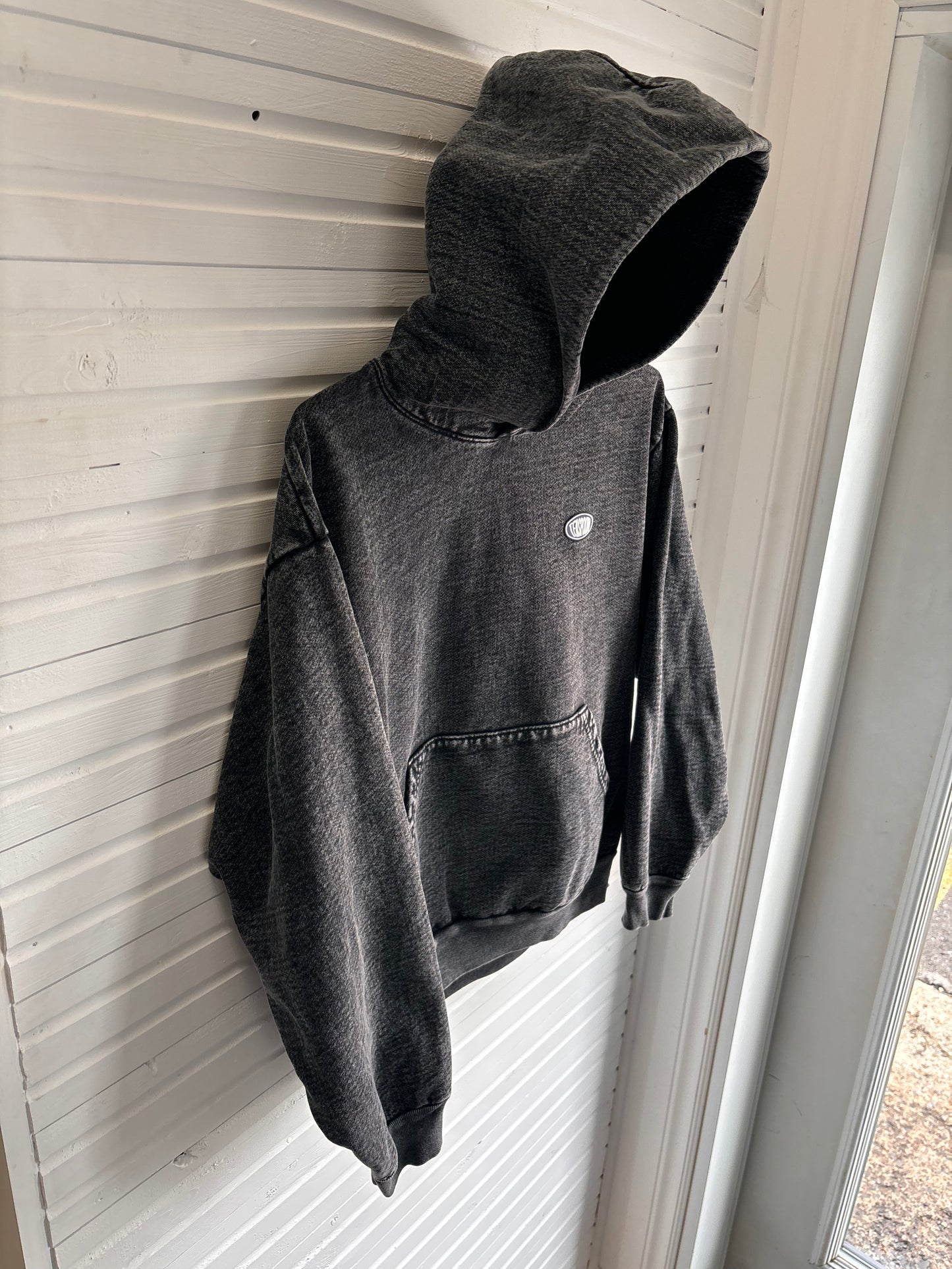 Loose Fit Hoody Elipse Patch [ Mineral Washed ] Carbon Black