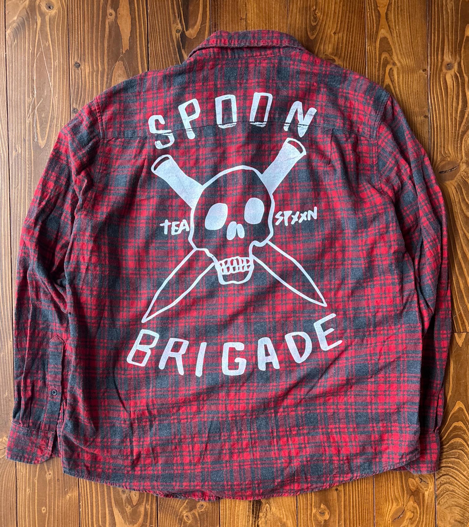 CHEMISE  RECYCLÉE-UPCYCLED  Rouge+Black Faded