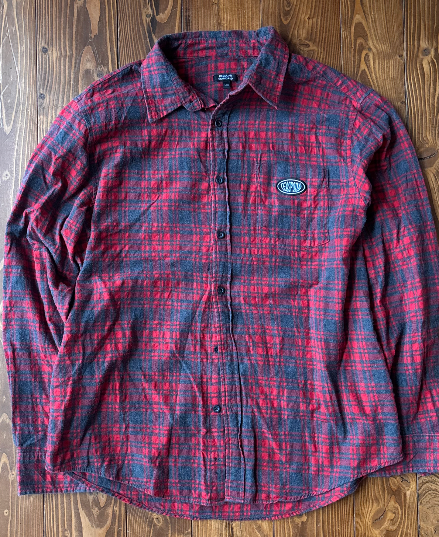 CHEMISE  RECYCLÉE-UPCYCLED  Rouge+Black Faded