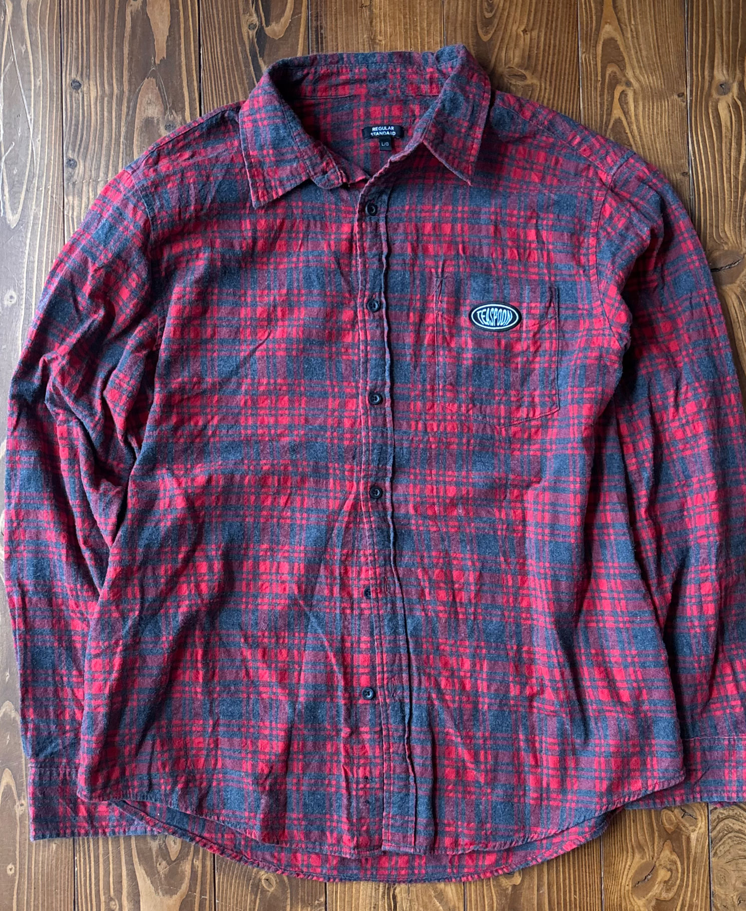 CHEMISE  RECYCLÉE-UPCYCLED  Rouge+Black Faded