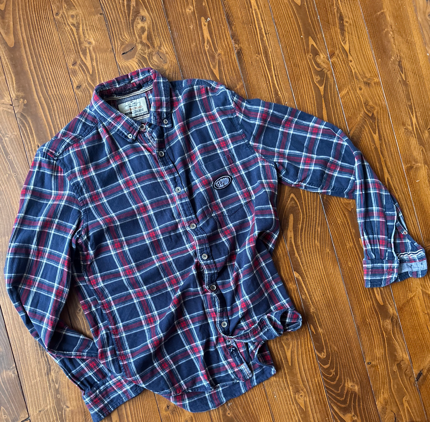 CHEMISE  RECYCLÉE-UPCYCLED  Rouge+Navy