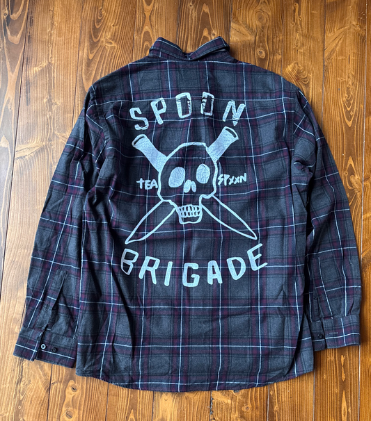 CHEMISE  RECYCLÉE-UPCYCLED Mauve-Gris