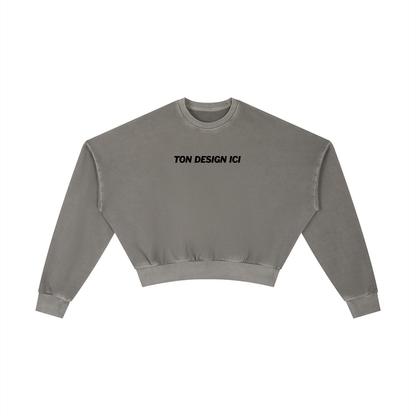 Women Washed Cropped Sweatshirt