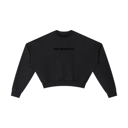 Women Washed Cropped Sweatshirt