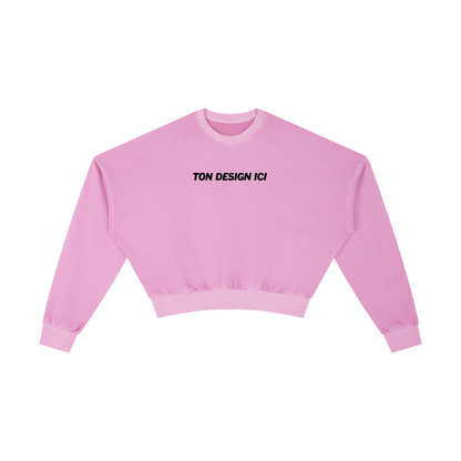 Women Washed Cropped Sweatshirt