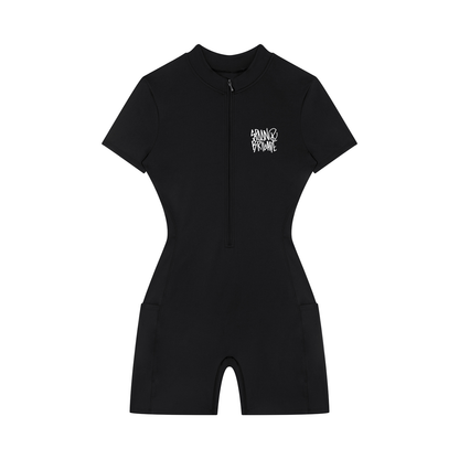 Women's Quarter-Zip Short Sleeve Romper