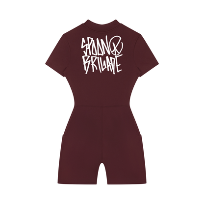 Women's Quarter-Zip Short Sleeve Romper