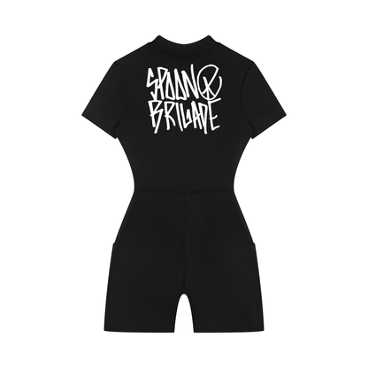 Women's Quarter-Zip Short Sleeve Romper