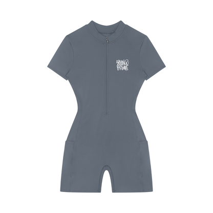 Women's Quarter-Zip Short Sleeve Romper