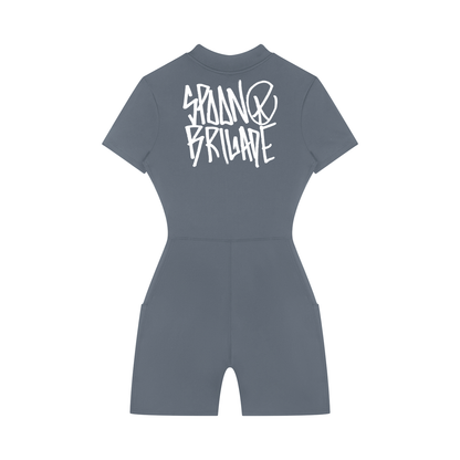 Women's Quarter-Zip Short Sleeve Romper