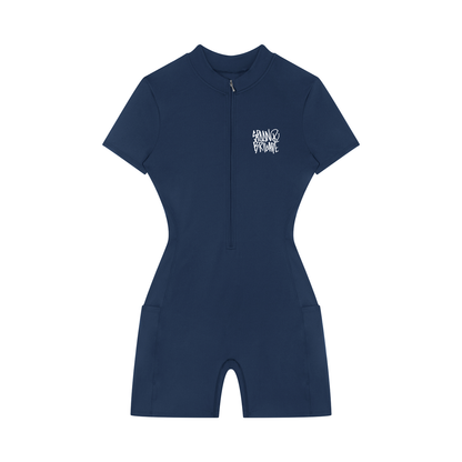 Women's Quarter-Zip Short Sleeve Romper