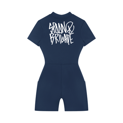 Women's Quarter-Zip Short Sleeve Romper